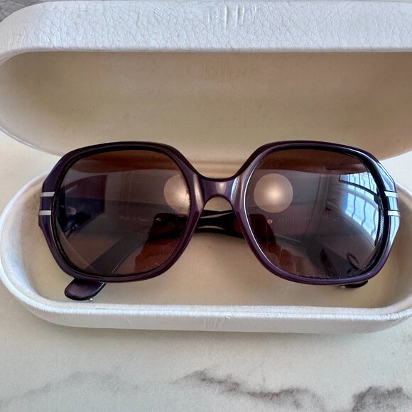 Authentic Chloé Oversized Sunglasses – Geometric Purple Frames